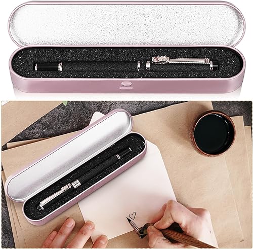 Miniatura 6 de Cajas para bolígrafos de metal, estuche para lápices, caja de pluma estilográfica, estuche vacío con cojín, 4 piezas, oro rosa