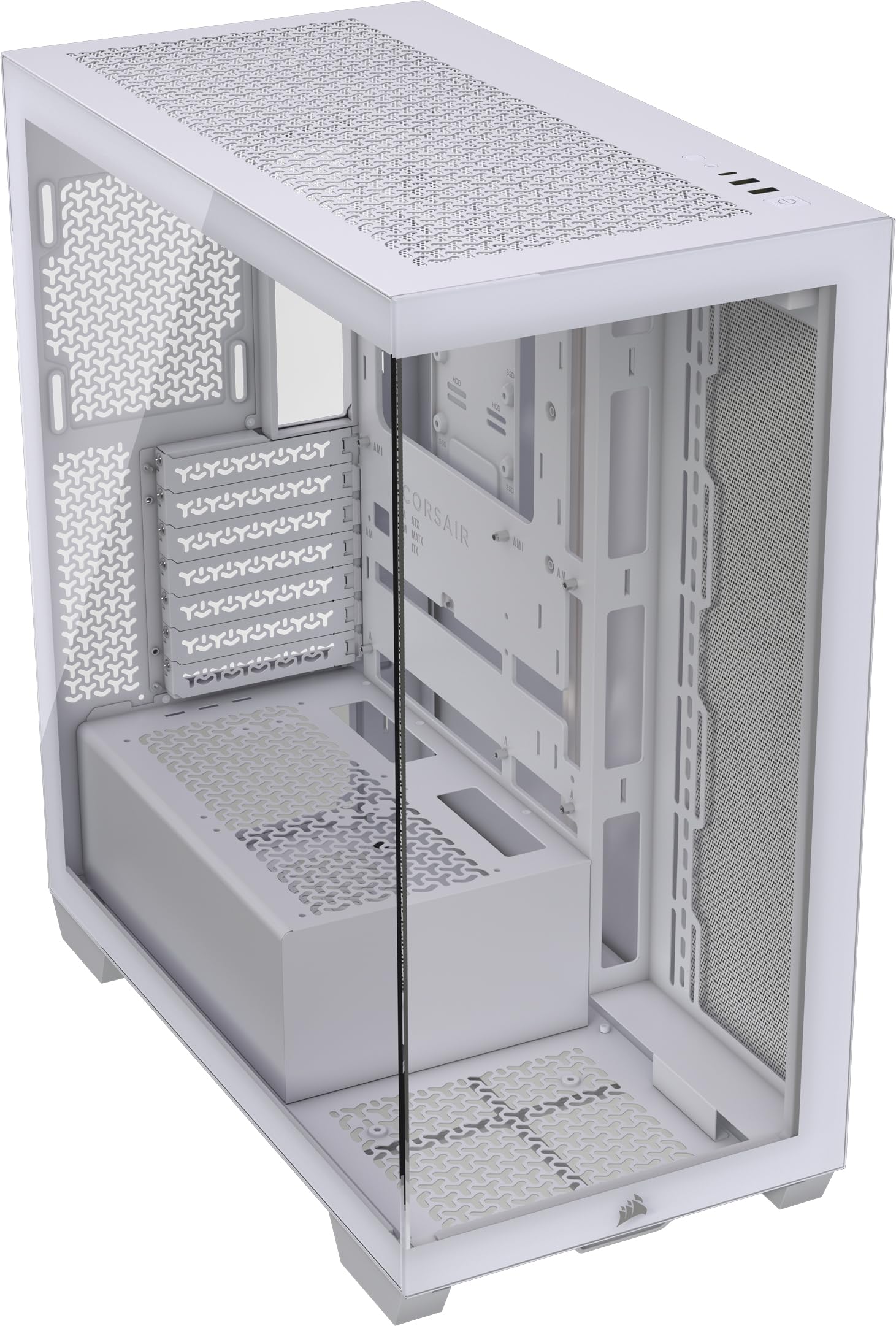 3500X Mid-Tower ATX PC Case – Panoramic Tempered Glass – Reverse Connection Motherboard Compatible – No Fans Included – White