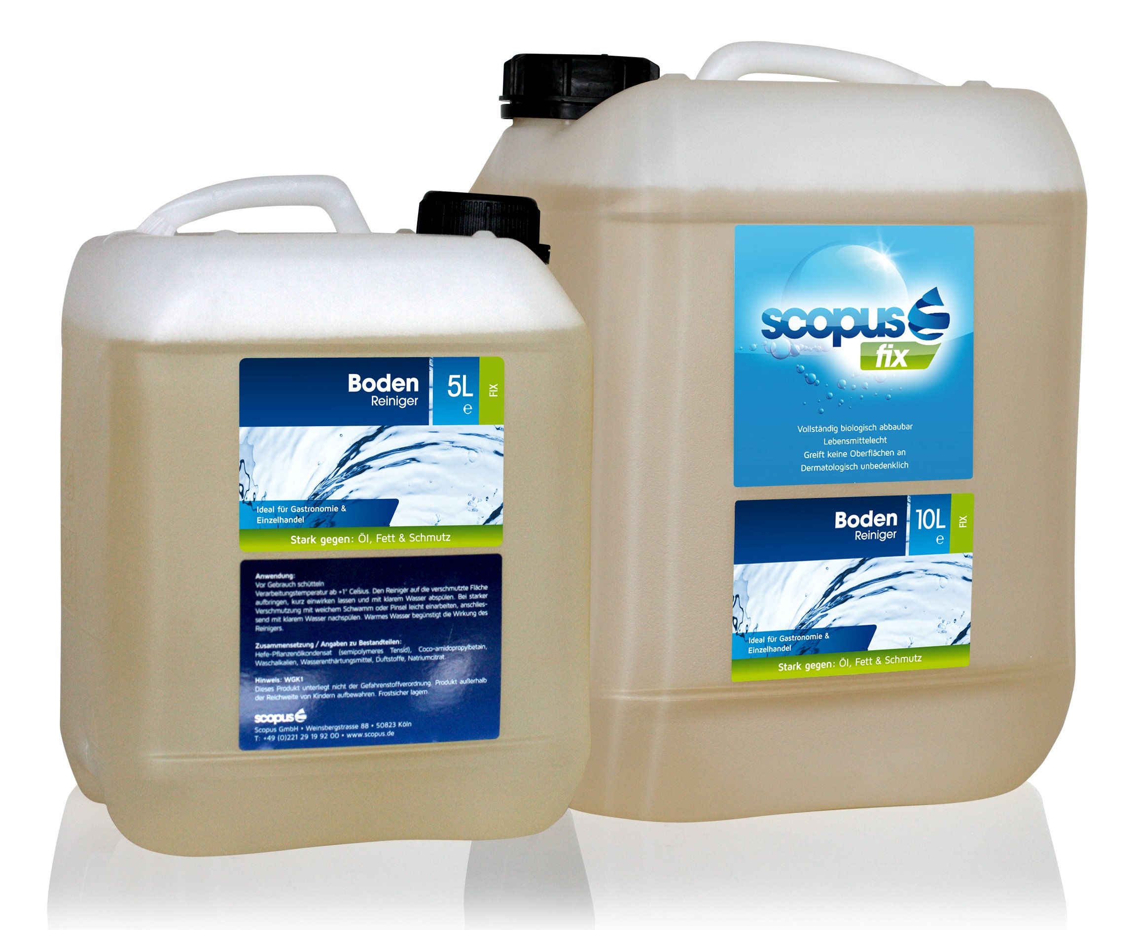Fix BodenReiniger, 10 Liter Kanister - Profi Reiniger für Gastronomie, Handel und Großflächen, Fließen, Kunststoff, PVC, Marmor - chlorfrei, biologisch abbaubar - für professionellen Einsatz