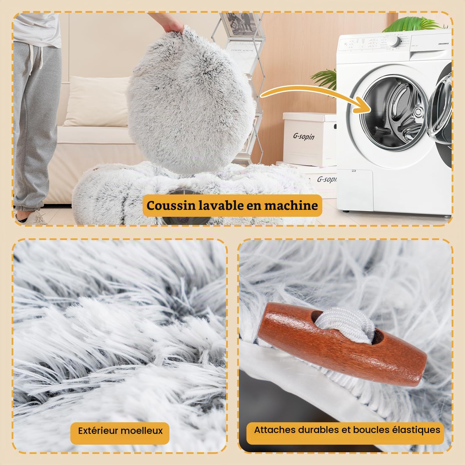 Avont Grand Tunnel Chat avec Coussin Central 100cm(L)*30cm(H), Jouet Doux pour Chat, Lit Rond Multifonction Caché Tunnel pour Chat -Gris