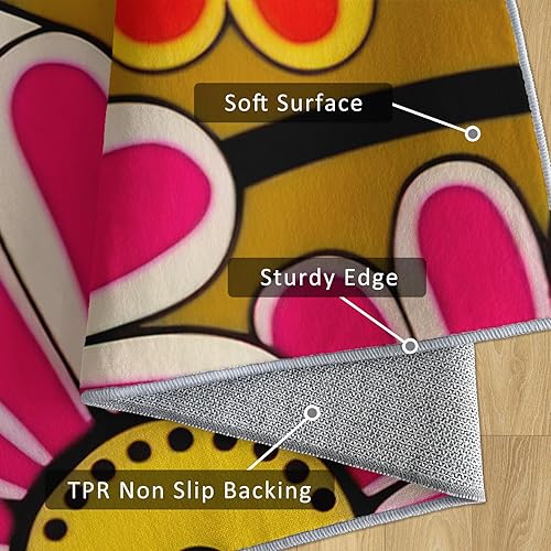 Miniatura 4 de Retro 70s Runner Rug 4x8, Sunflower Trendy Funky Floral Runner Rug for Hallway Bedroom Kitchen Entryway Non-Slip, Retro 70s Home Decor Rugs