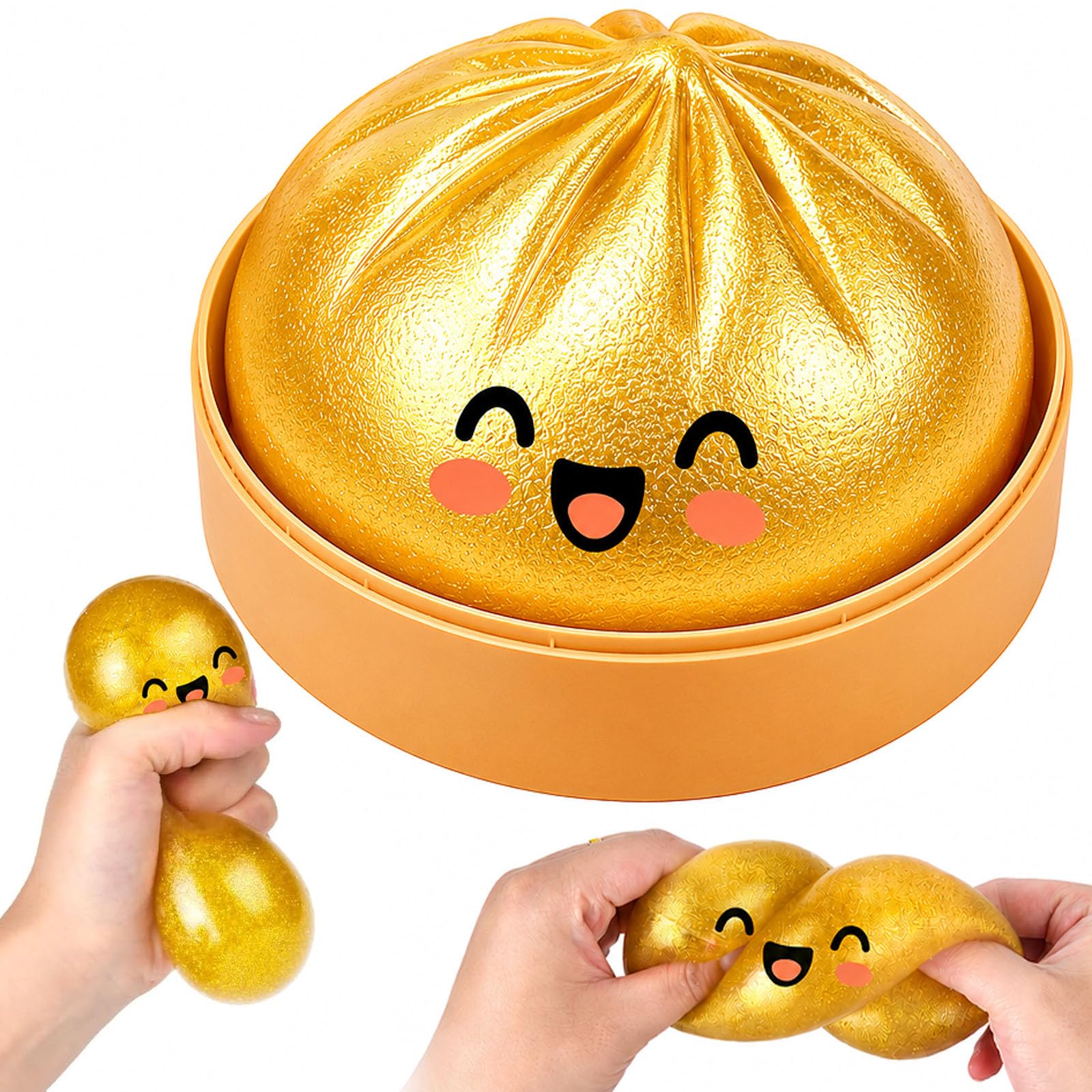 Glitter Squishy Bao Dumpling, Giant Mystery Dumplings Squishies Fidget Toys, Bao Bun Squishys Sensory Toys Stress Balls for Kids Adults Autism Adhd, Squeeze Fidgets for Anxiety Relief