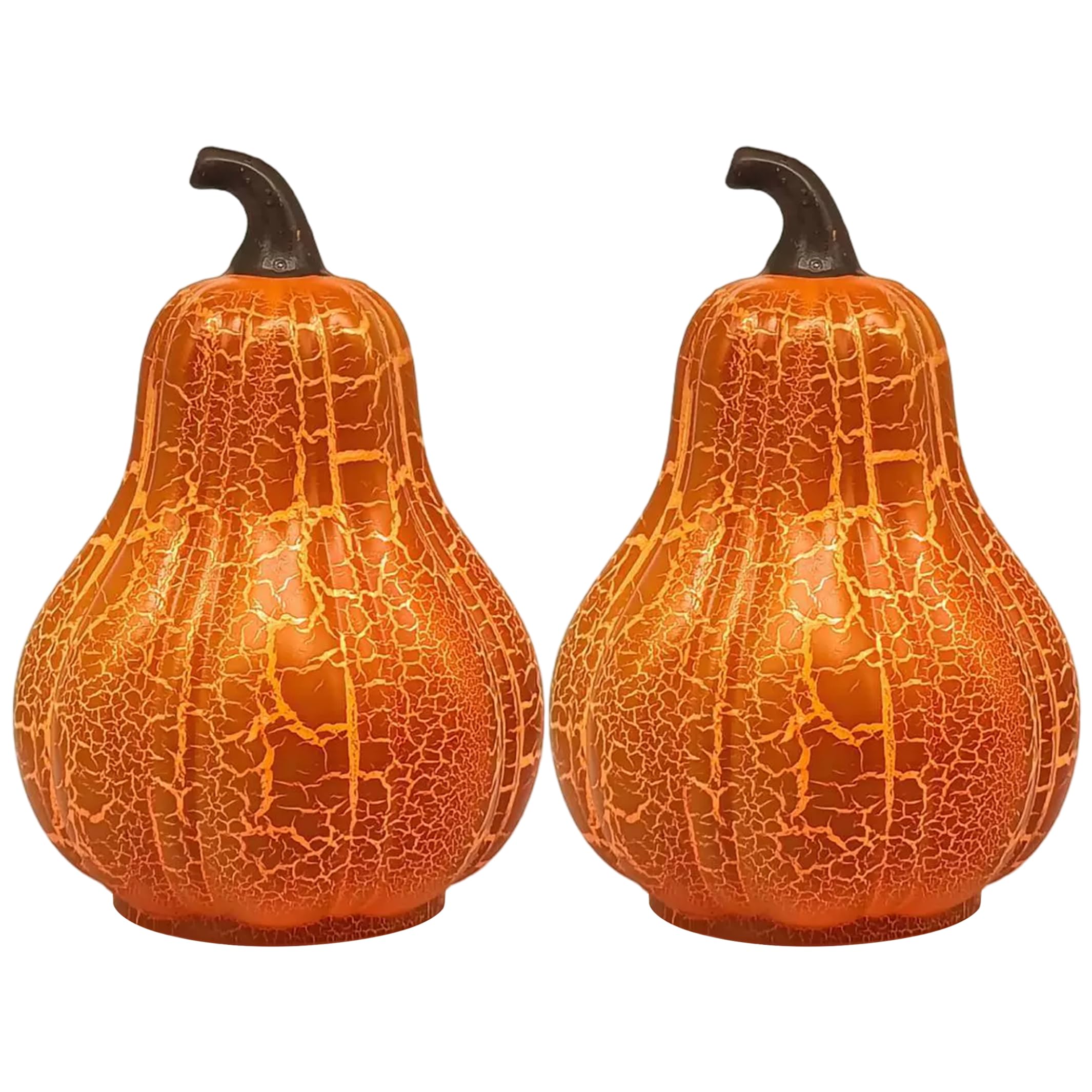 Uanqfegy 2-Pack Light Up Pumpkins Cracked Orange Lamps