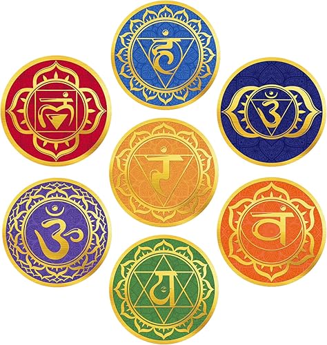 Maydahui 7 hojas de calcomanías de pared de chakras para yoga, meditación zen (6 x 6 pulgadas), calcomanías de arte para decoración de estudio de
