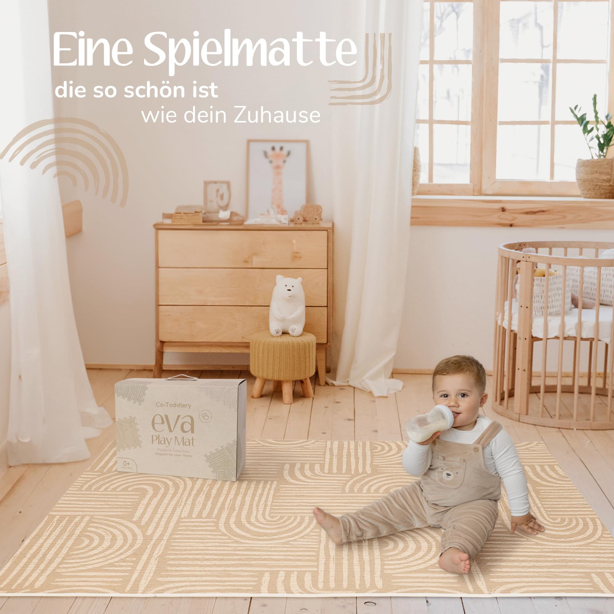 Puzzlematte Baby – Premium Krabbelmatte Baby aus EVA Schaum, Kinderteppich im zeitlosen Design, rutschfest & leicht zu reinigen, sichere Spielmatte Baby & Kleinkinder | Co-Toddlery