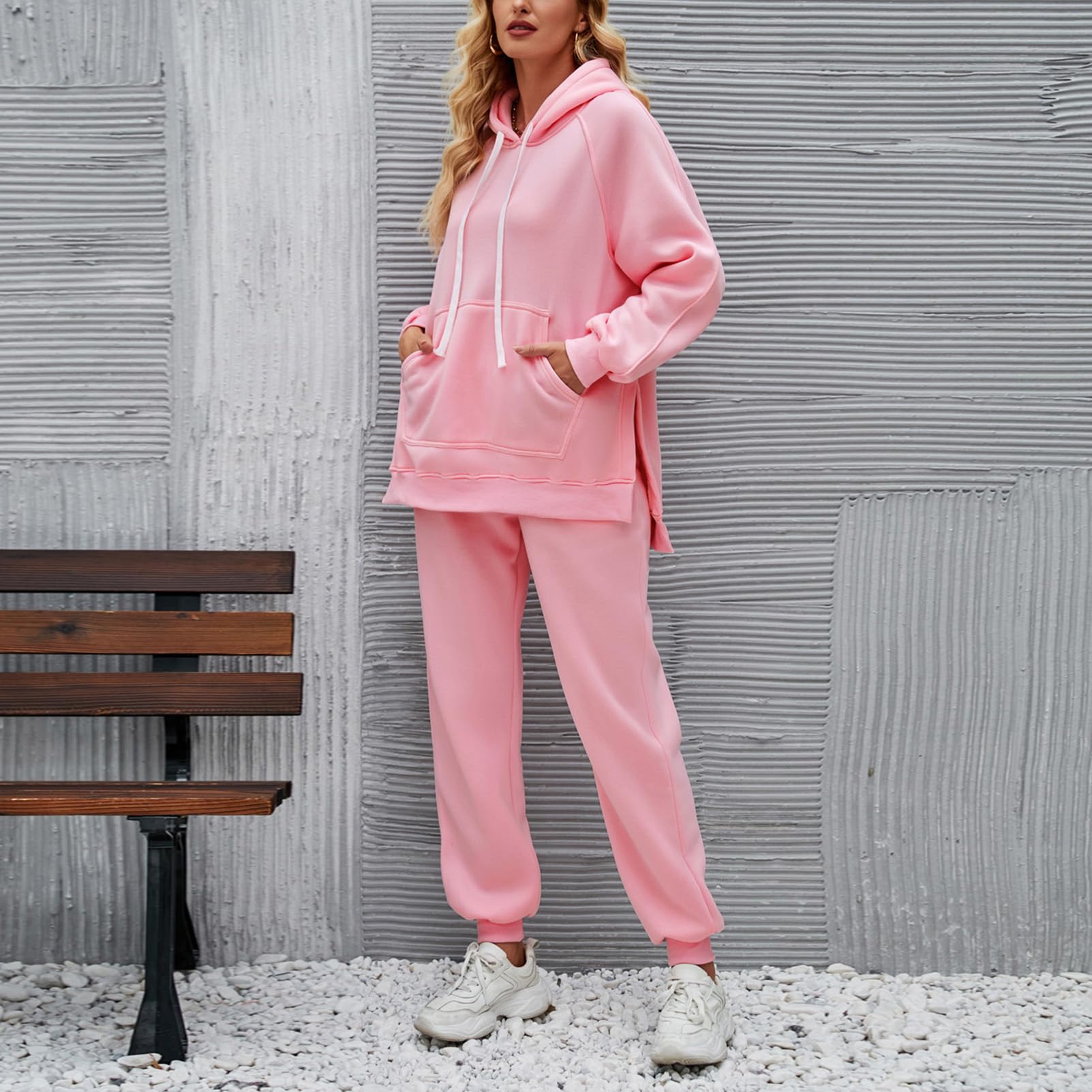 Momuk Completi Insiemi di Tute e Felpe per Donne 2 Pezzi Top con Cappuccio Felpa a Maniche lunghe con Pantaloni Cargo Set Tuta con Cappuccio