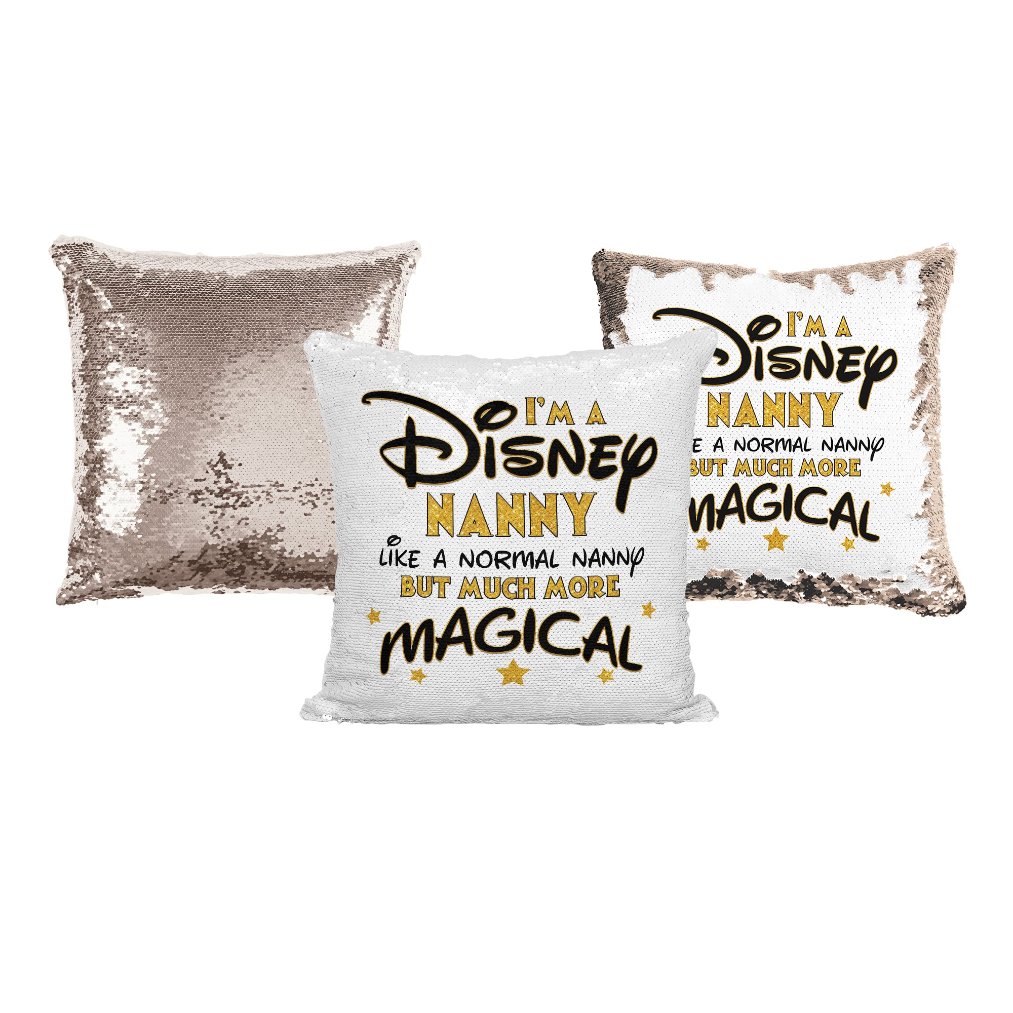 Media Replication Print Maniacs Disney Mummy Sequin Pillow Christmas Birthday Magic Reveal Swipe Mother Day Cushion Gift Grandma Nan (Nanny) (Rose Gold, With Insert/Stuffing)
