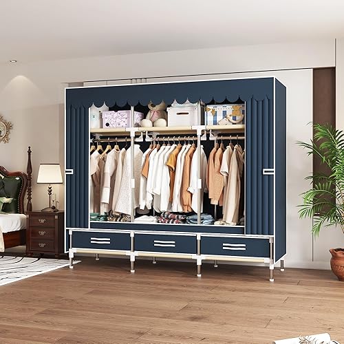 Miniatura 2 de Armario portátil duradero y fácil de montar, resistente con cubierta de tela no tejida, lo mejor para dormitorio y fácil almacenamiento y