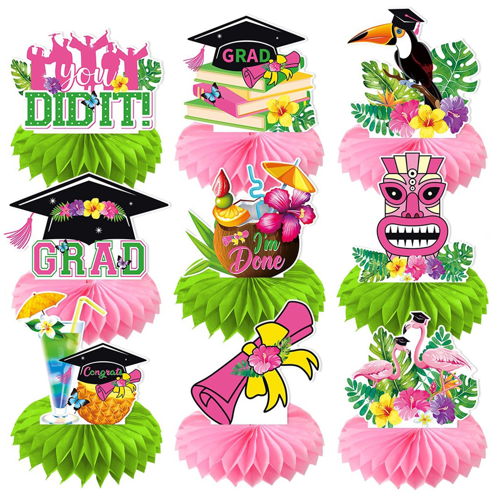 Msioytog Efficient Hawaiian Graduation Decoration Package Feature Equatorial Designs on Paper Party Supplies Multipurpose Celebration Decors