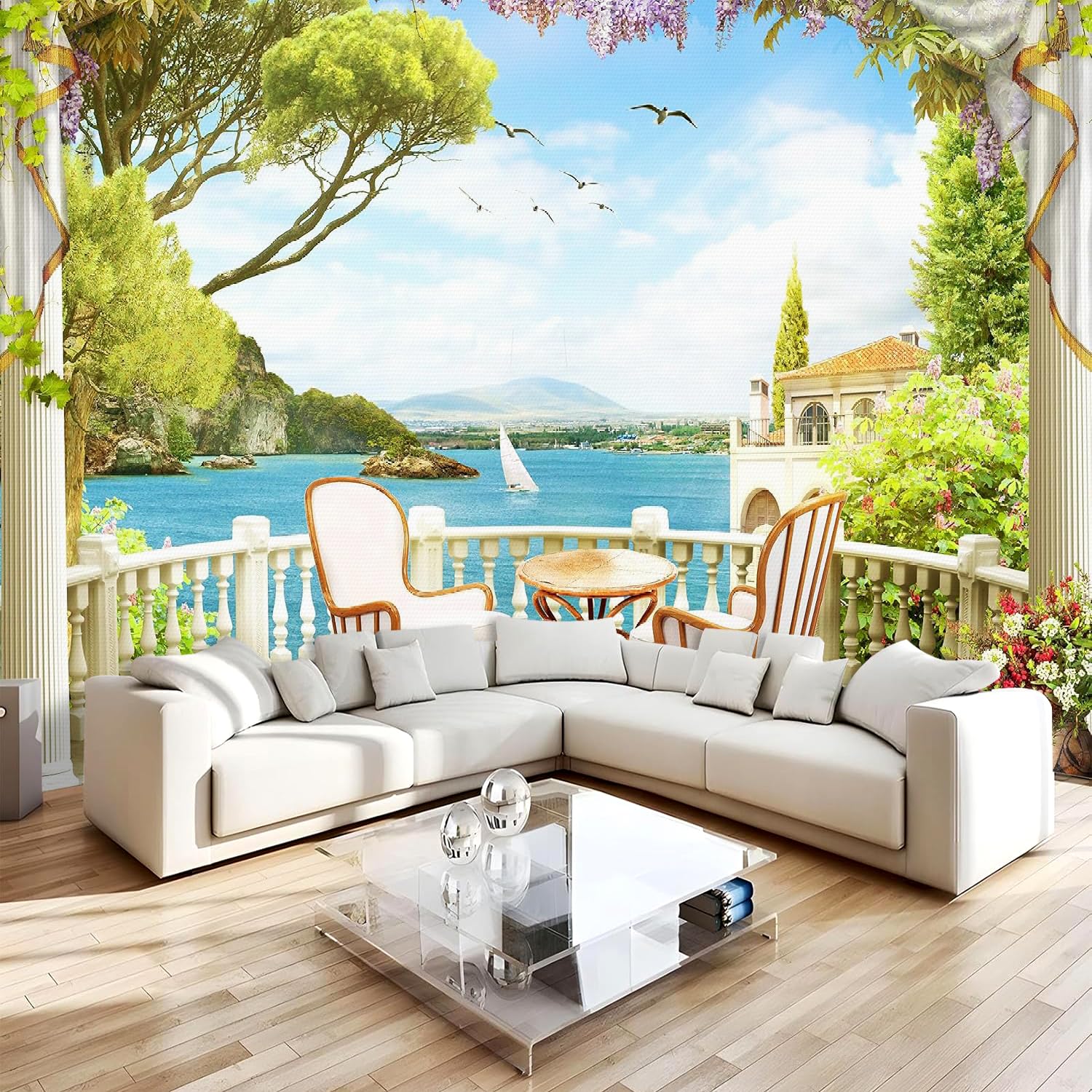 Papier peint 3D vue sur la mer 366x254 cm | Grand panorama pour salon