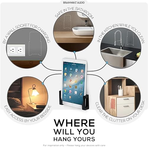Miniatura 8 de BRAINWAVZ Soporte adhesivo de pared para laptop y tableta, para MacBook, Surface, Notebooks, iPad, Galaxy Tab Note, eBooks, Kindle y más, se pega o