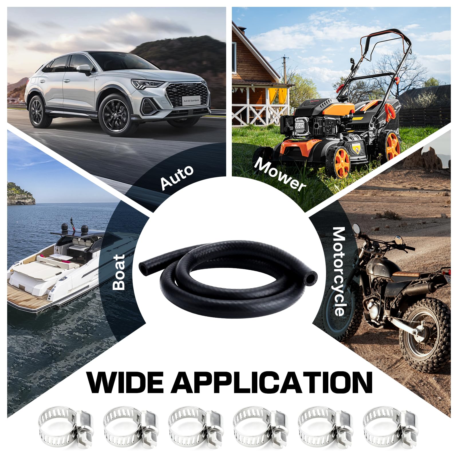 5mm Fuel Line Hose,Fuel Hoses,Gas Line Hose,1 Meter Rubber Pipe with 6 Hoses Clamps,Outer Diameter 11mm,Car Fuel Tube,Petrol Rubber Tube,Diesel Pipe for Trucks,Cars,Tractors and Small Engines — view 7