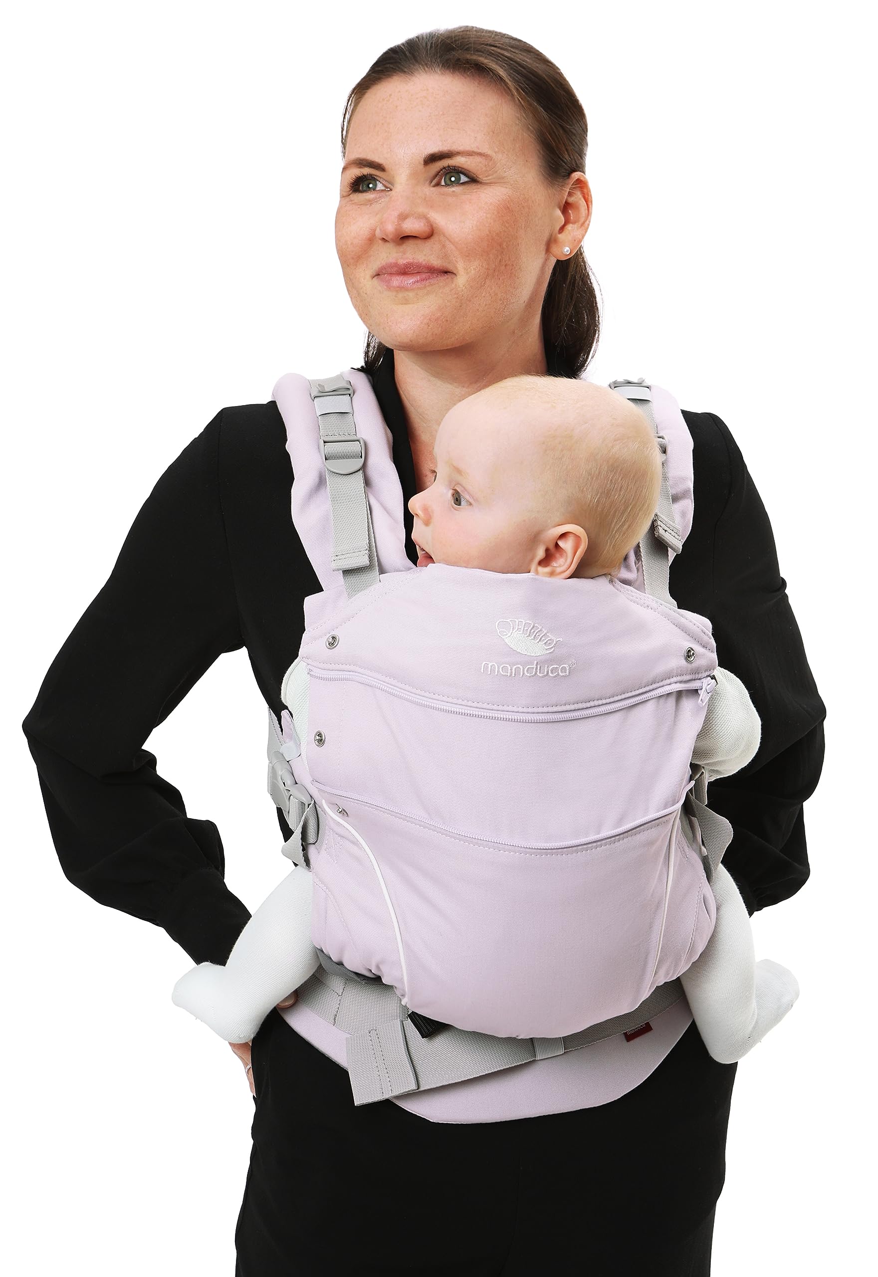 manduca FIRST Marsupio Neonati > < Marsupio Ergonomico in Cotone Biologico, per Neonati dalla Nascita e Bambini de 3,5 a 20 kg (Lavender)