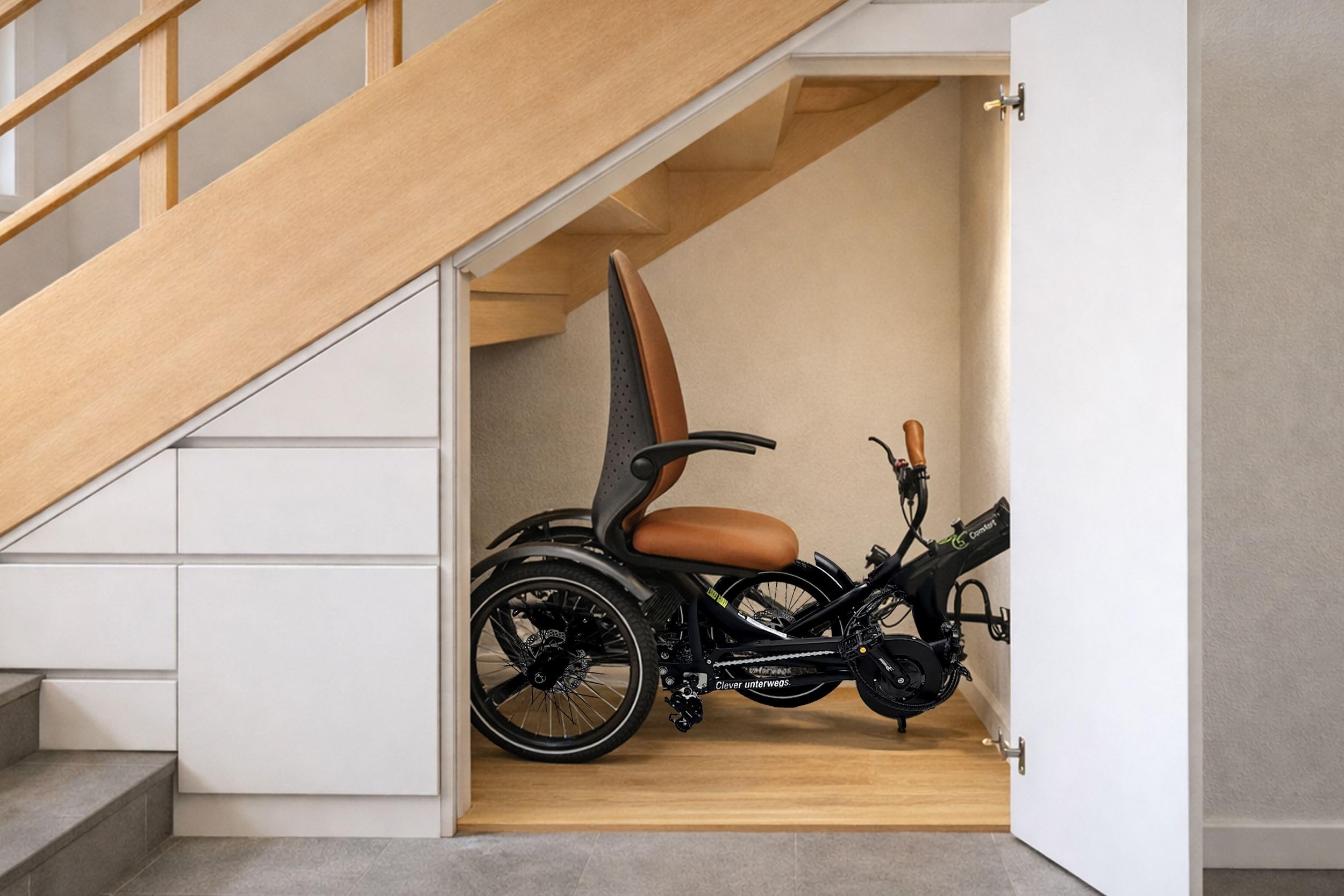 T6 Comfort Triciclo Elettrico Pieghevole per Anziani e Adulti, 20” in Alluminio con Telaio Basso, Assistente alla Spinta 6 km/h, Luce Posteriore con Freno Integrato e Differenziale