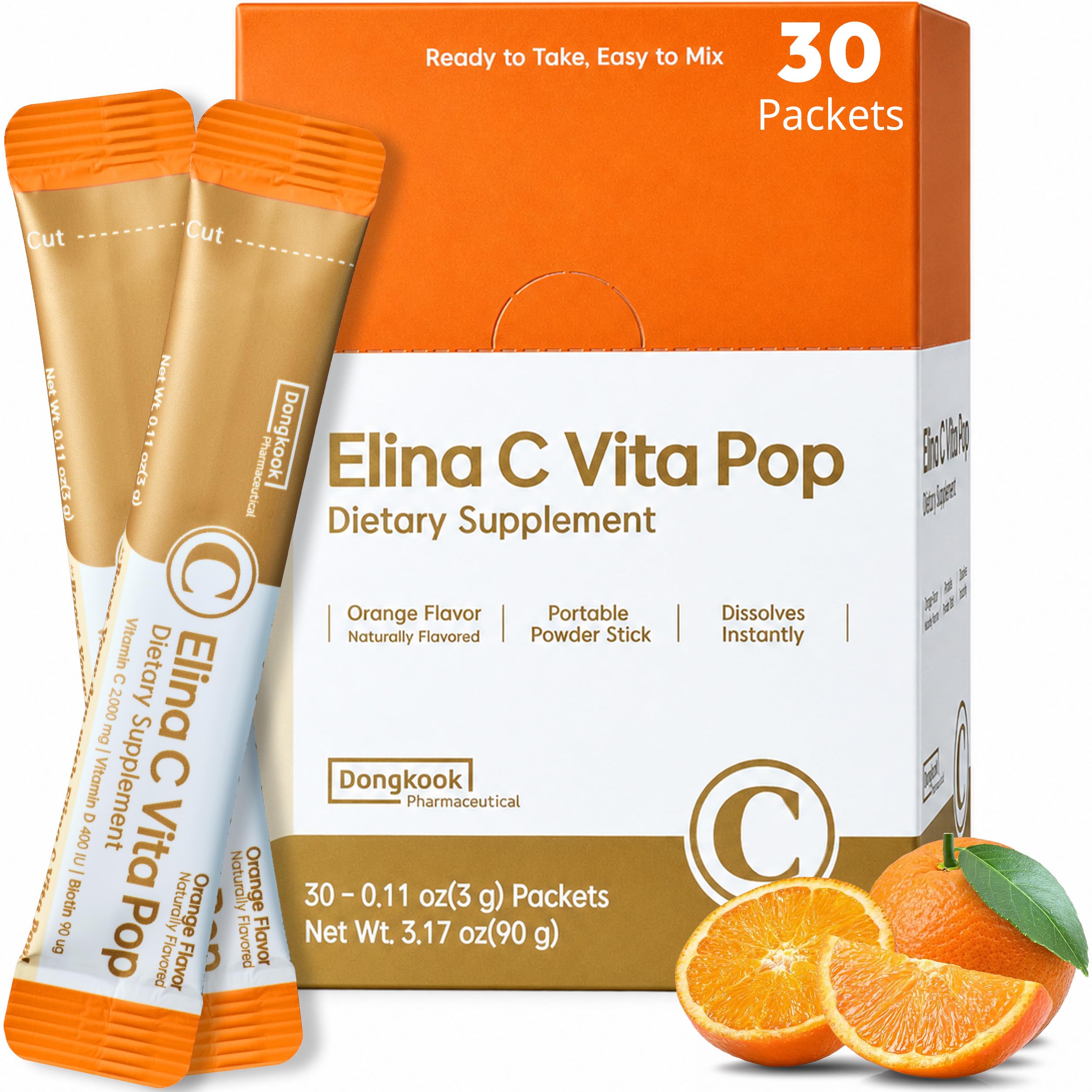 DONGKOOK Vita Pop Korean Vitamin C 2,000mg + Vitamin D + Biotin Powder Packets, Zero Sugar, Vitamin C Supplements, Immune & Energy Support, Non-GMO, Lemonade Energy Drink Mix (Lemon 100packets) — Amazon image 11