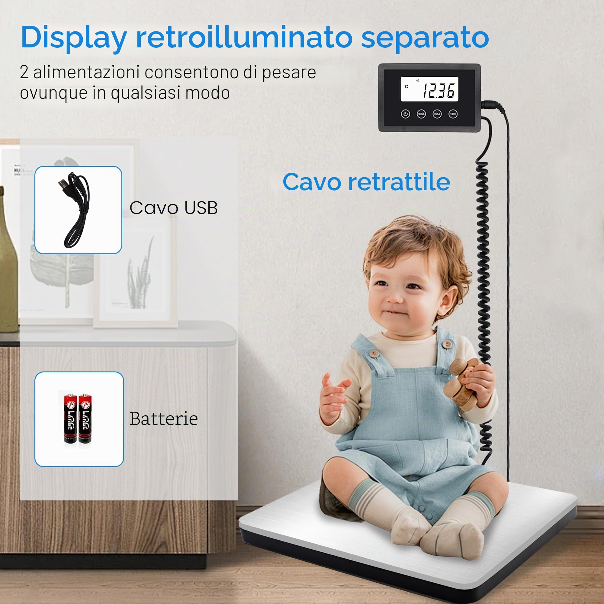 UNIWEIGH Bilancia Professionale 200kg/10g Alta Precisione,Heavy Duty Scala Postale in Acciaio inox con Hold/Tara,Digitale Grande Scala Pacco per Pacchi/Bagagli/Ufficio Postale/Animale Domestico