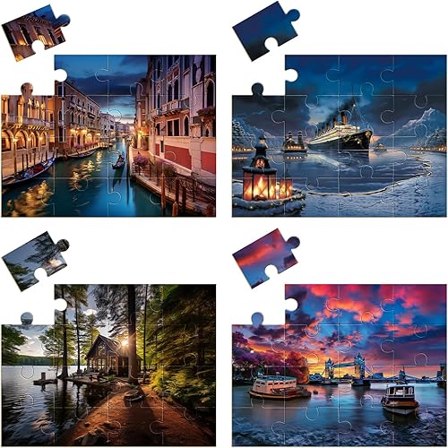 Paquete de 4 rompecabezas de madera de demencia de 16 piezas grandes para personas mayores, productos de demencia Alzheimer para ancianos, con