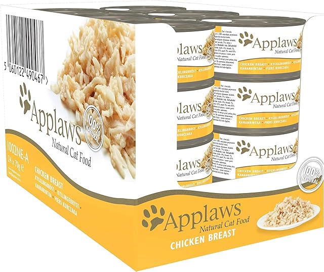 Applaws 100% Natural Wet Cat Food, Chicken Breast in Broth 70 g Tin, 24 x 70 g Tins