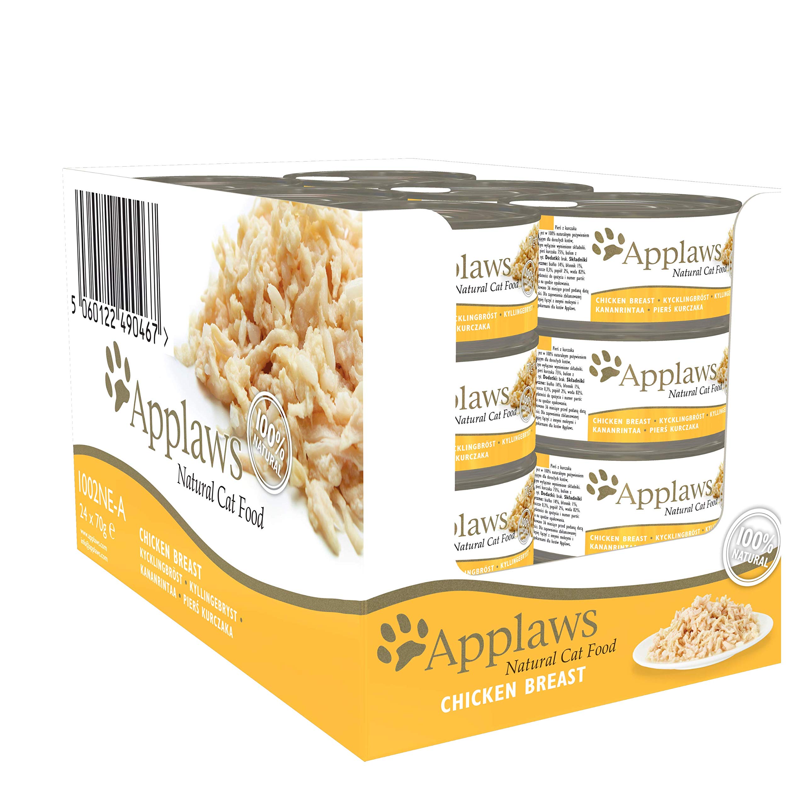 Bundle of Applaws 100% Natural Filete de Atún Comida húmeda en caldo - 24 latas de 70g + Comida húmeda de Pechuga de Pollo 100% Natural de Applaws para gatos adultos en caldo - 24 latas de 70g