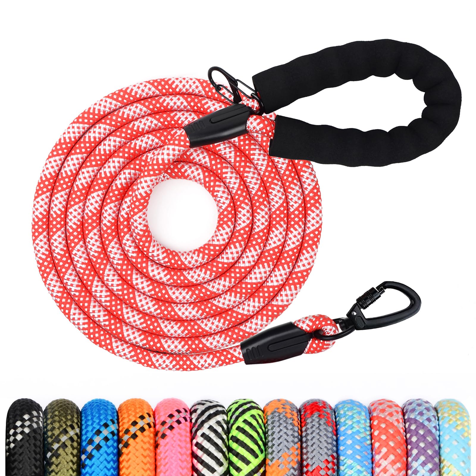 Guinzaglio per Cani, 1.2M 1.5M 2M 3M 5M 10M 20M 30M Lungo Nylon Guinzaglio Cani Resistente Leggero con Comoda Impugnatura, Riflettente Lunghina Cane, Adatto per Cuccioli, Piccoli, Medi e Grandi