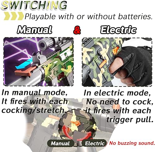 Miniatura 3 de Pistolas de juguete con automático y manual completo, pistola de espuma M416 para niños, rifle de francotirador realista con alcance, 60 dardos de