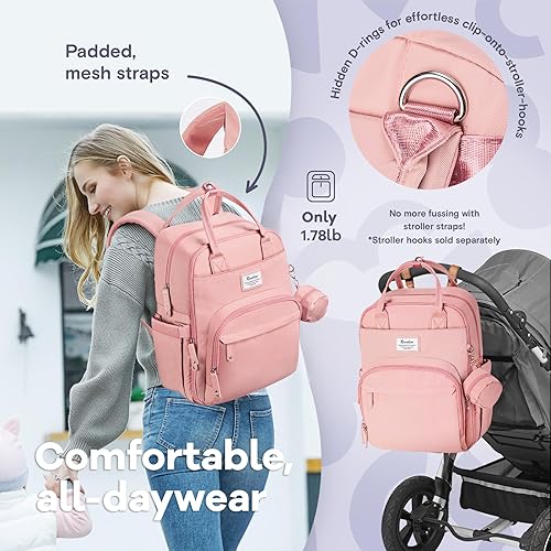 Miniatura 200 de RUVALINO Mochila para pañales - Bolsa de pañales de viaje multifunción para bebé con cambiador, soportes aislados para botellas y estuche para Gris