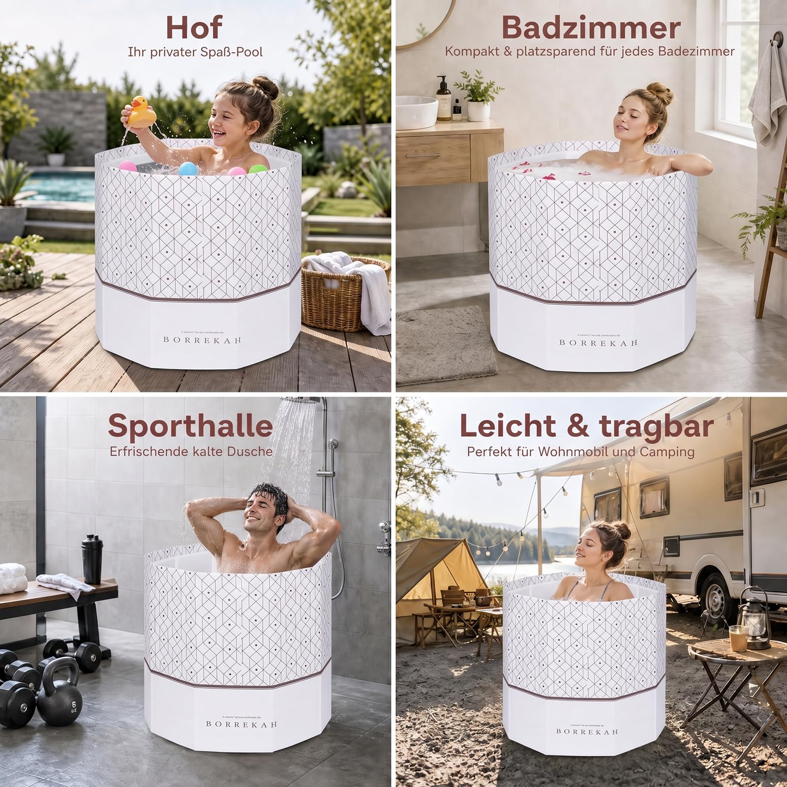 Faltbare Badewanne für Erwachsene,Sitzbadewanne Outdoor, Grau