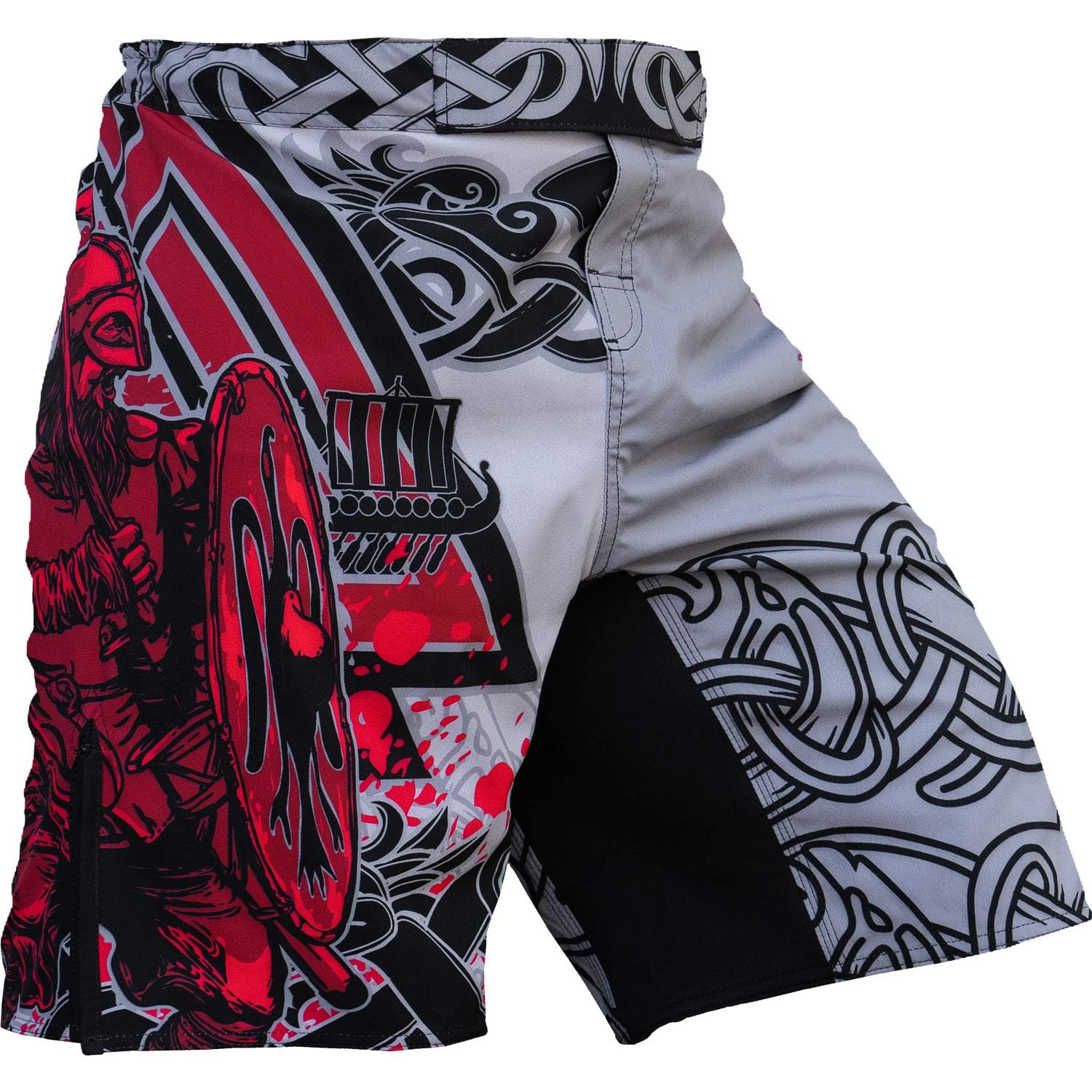 Hardcore Training Fight Shorts Boks Męski Szorty do Walki MMA Combat BJJ Grappling Fitness Muay Thai Kickboxing No Gi (DE/NL/SE/PL, Alfa, M, Regularny, Regularny, Szary)