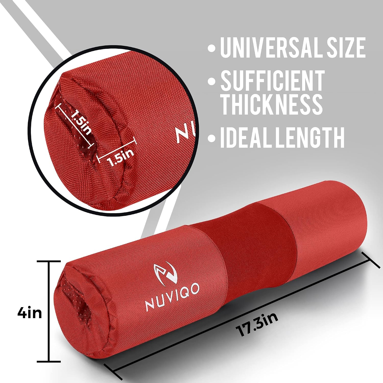 Barbell Squat Pad with Thick Foam and Nylon Padding - Neck & Shoulder Protective Pad Provides Support for Squats, Lunges & Hip Thrusts - Fits Olympic Standard Weightlifting Bar