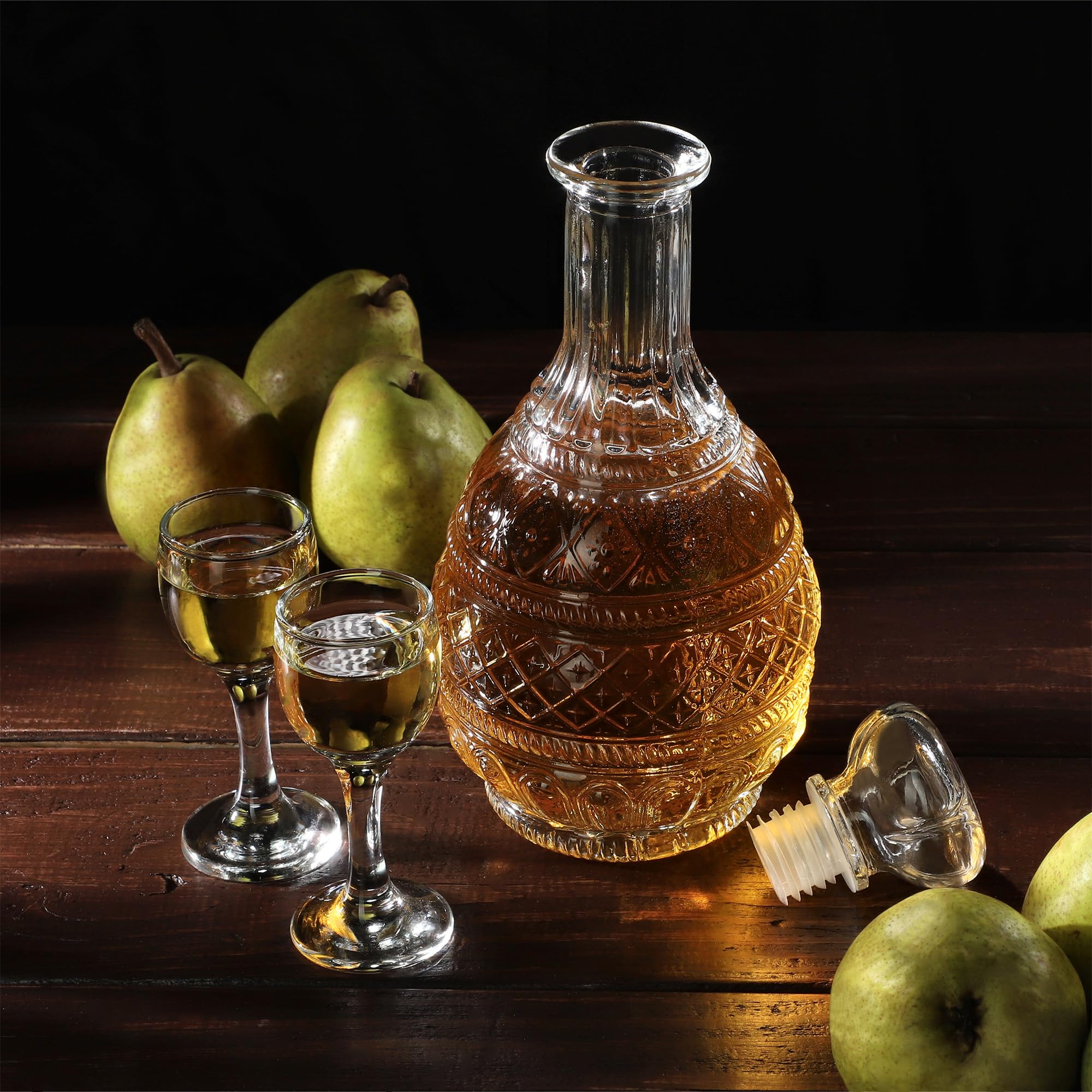 KADAX Lot de 6 Carafe à whisky élégante pour homme - Carafe à vin classique avec design unique - Bouteille de whisky comme cadeau (1 l,)