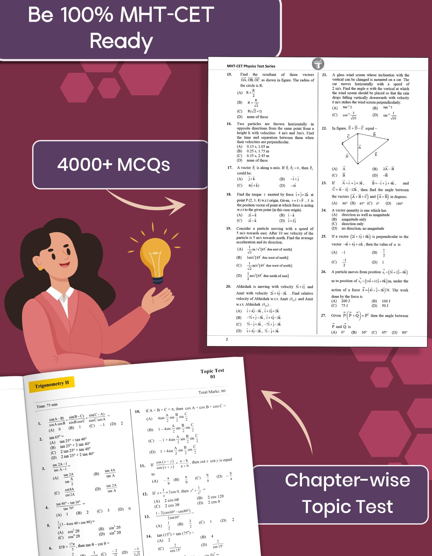 MHT-CET Physics, Chemistry & Maths Test Series Books for Engineering & Pharmacy Entrance Exam | MHTCET PCM Book | Includes 4000+ MCQs, Topic Tests, Model Test Paper & Revision Test | Set of 3 2
