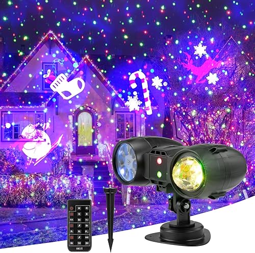 Proyector de luz de Navidad 3 en 1, impermeable, proyector para exteriores, luces LED de paisaje con patrones dinámicos, ondulación de agua, punto