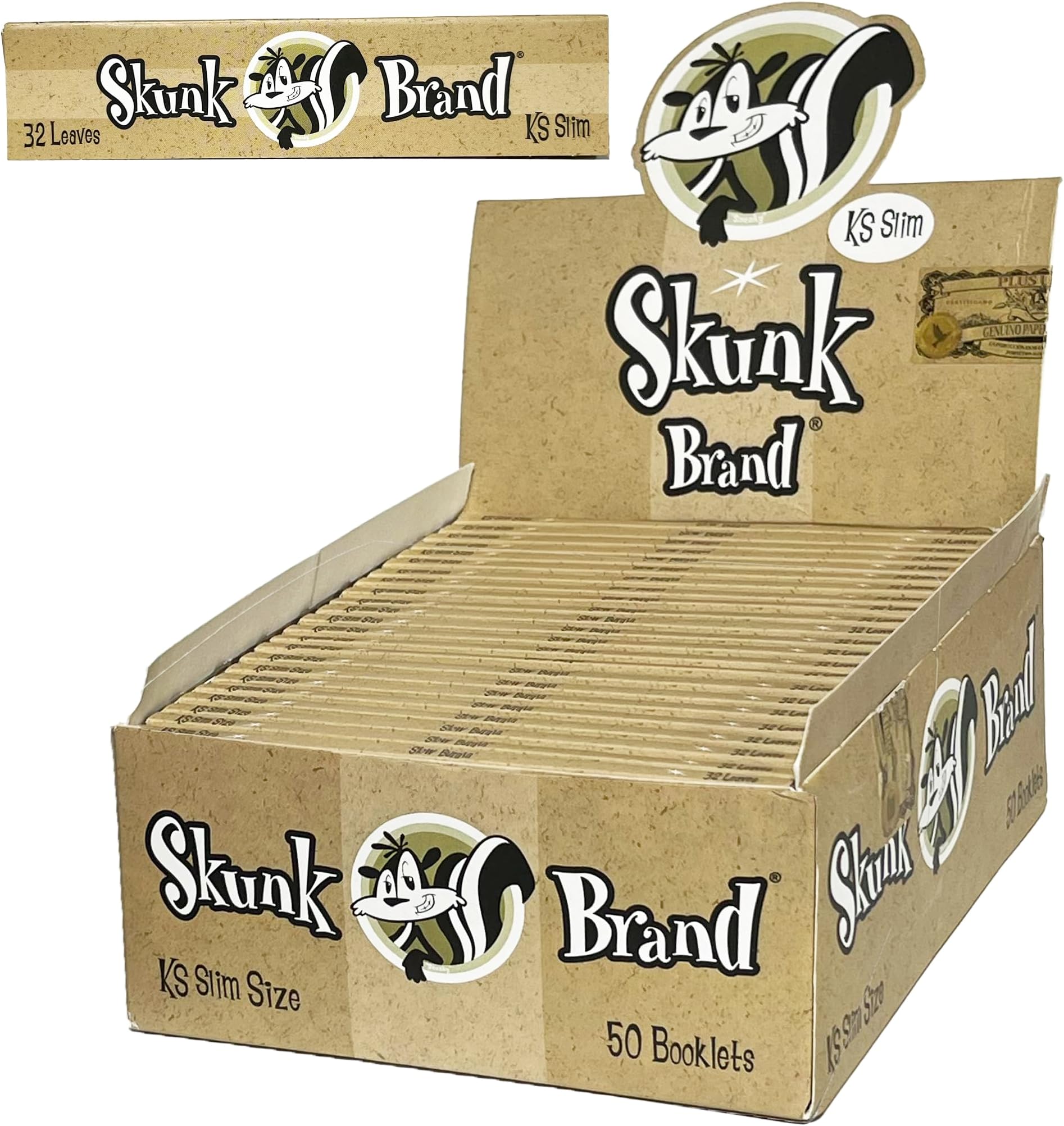 Skunk Genuine Hemp Papers Ks Slim 32 Leaves Unflavored Pack of 50