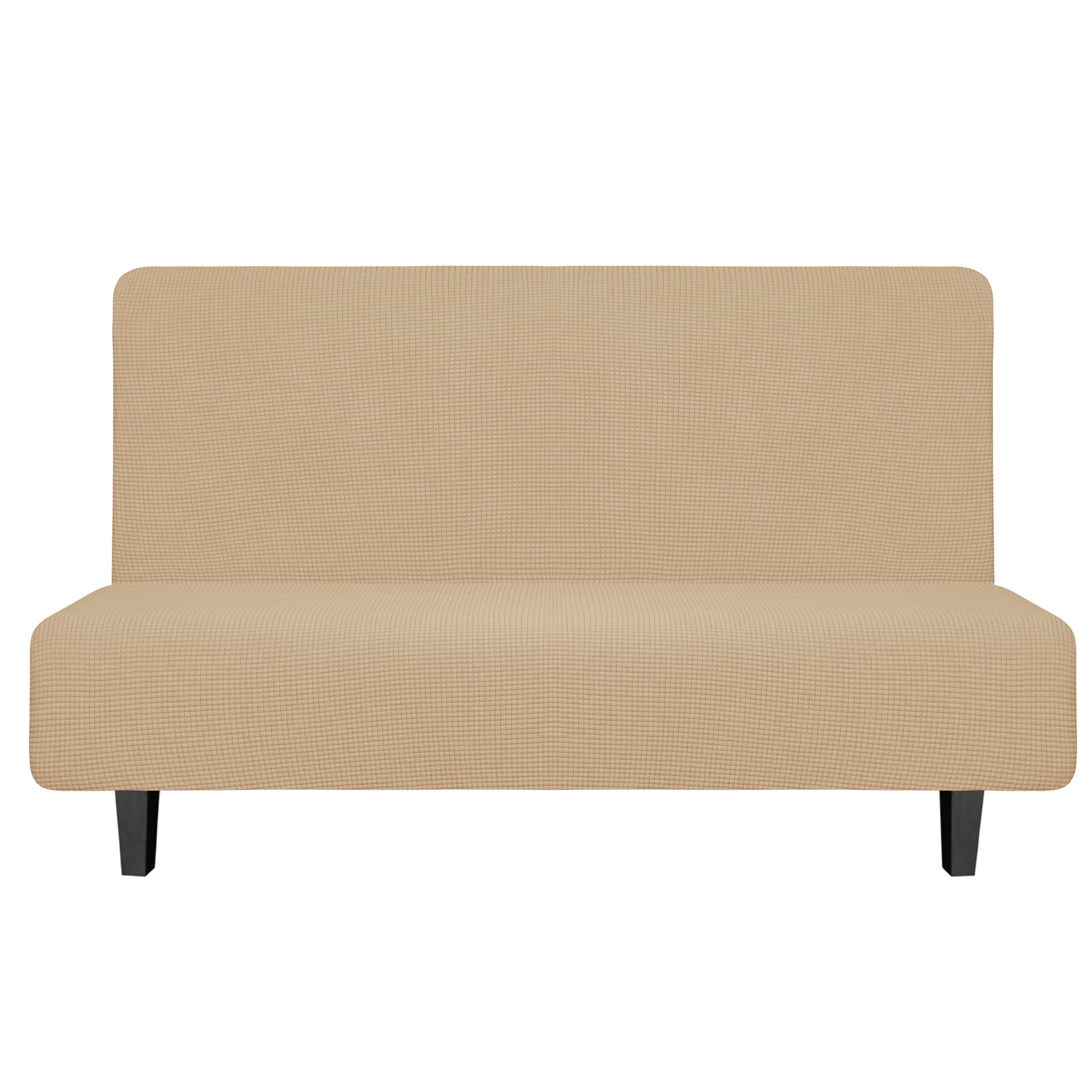 Easy-Going Stretch Sofa Slipcover Armless Sofa Cover Furniture Protector Without Armrests Slipcover Soft with Elastic Bottom for Kids,Polyester Spandex Jacquard Fabric（2 Seater Futon,Sand — image 1