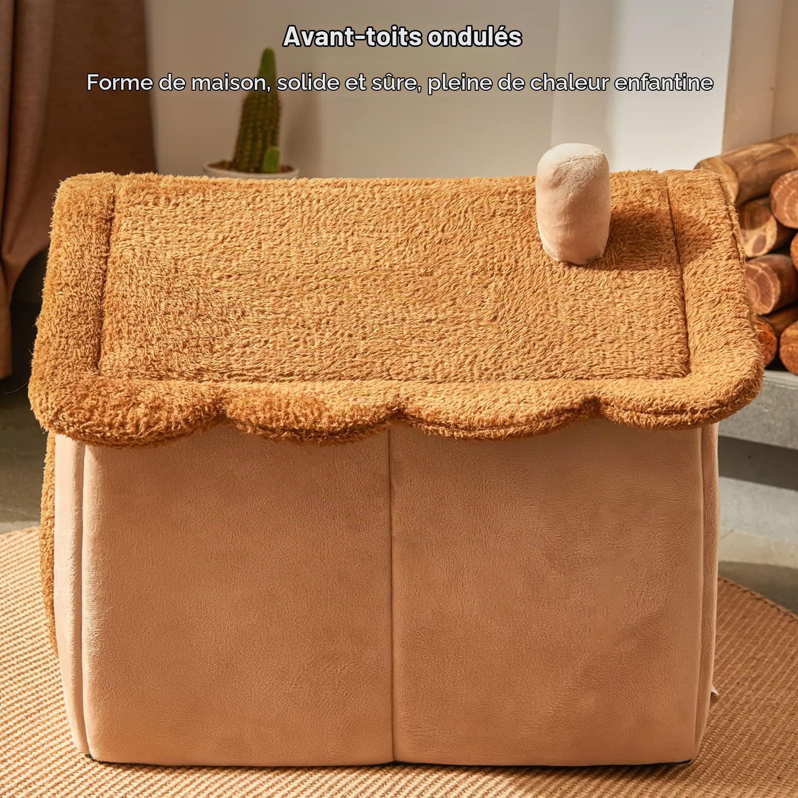 Galatée Lit De Grotte pour Chat, Lit De Chien Lavable, Maison De Chat Chaude Et Confortable, Maison De Chat Confortable Pliable, Lit De Chien avec Coussin Amovible(M, Marron)