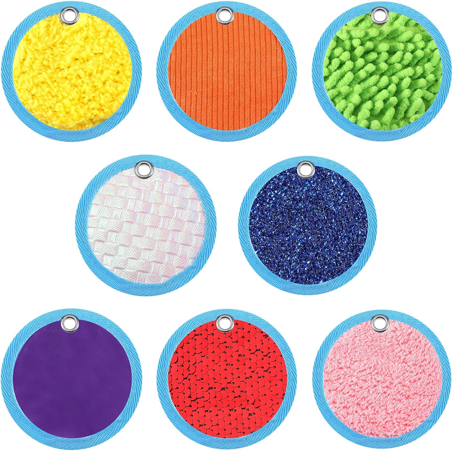 Boao 8 Set Mini Sensory Mats Assorted Textured Play Mats Sensory Floor Tiles Educational Tactile Toys for Activity(4 Inch,Round)