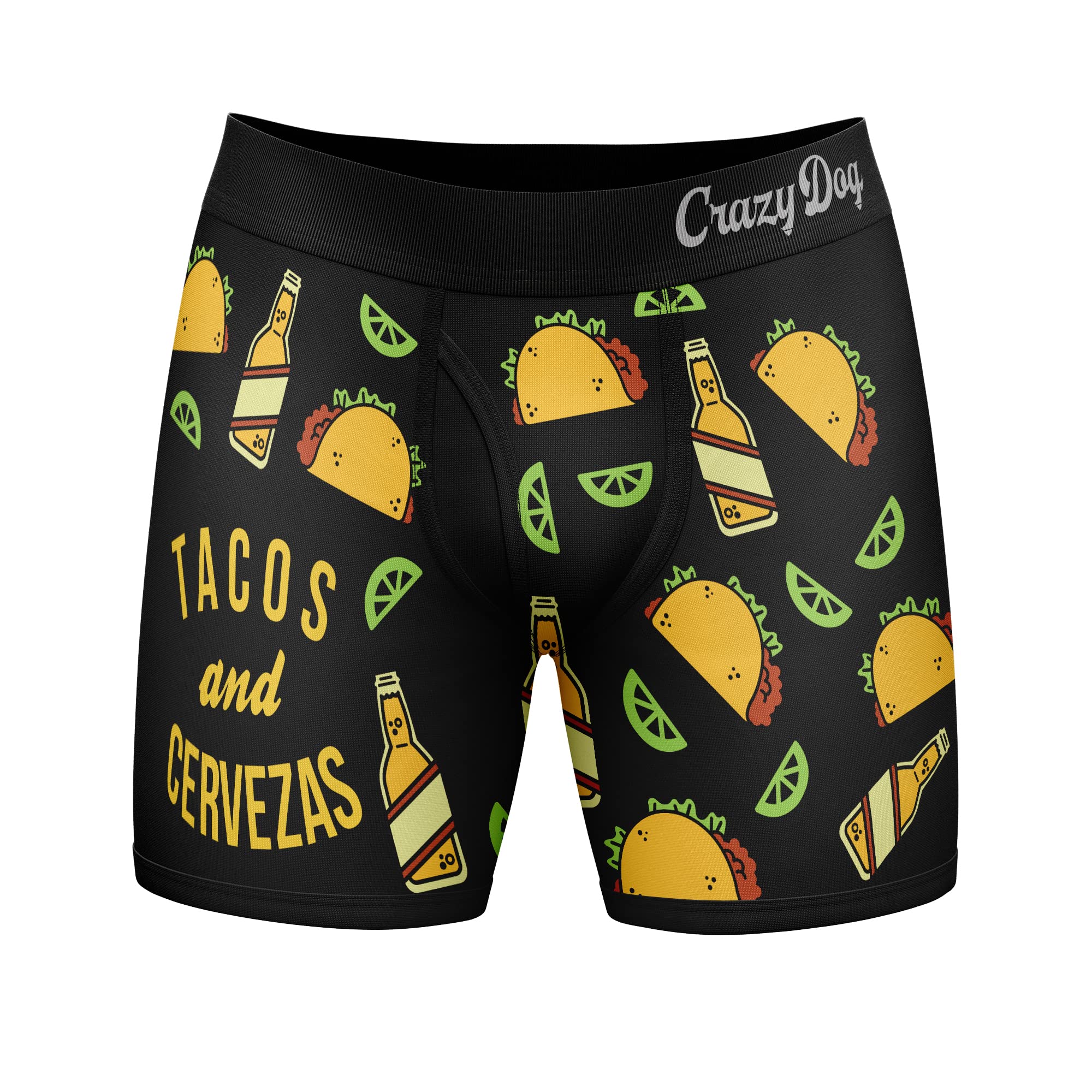 Mens Tacos and Cervezas Boxer Briefs Funny Gag Underwear Hilarious Saying Humor for Guys