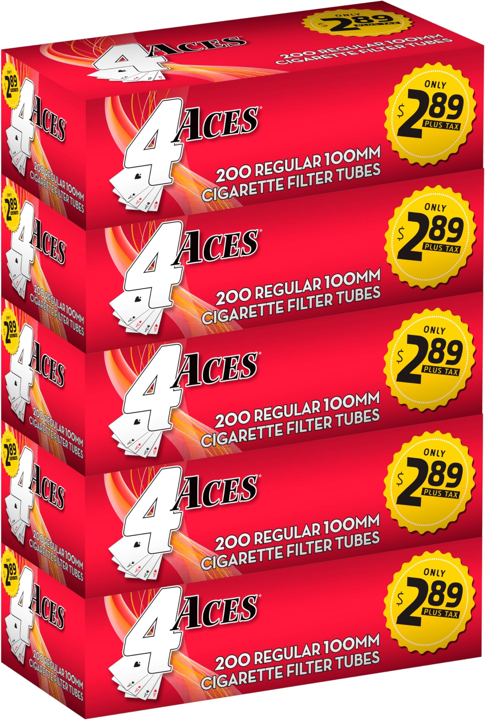 4 Aces - RYO Regular Filter Tubes, 100mm - 5 Boxes with 200 Tubes Each