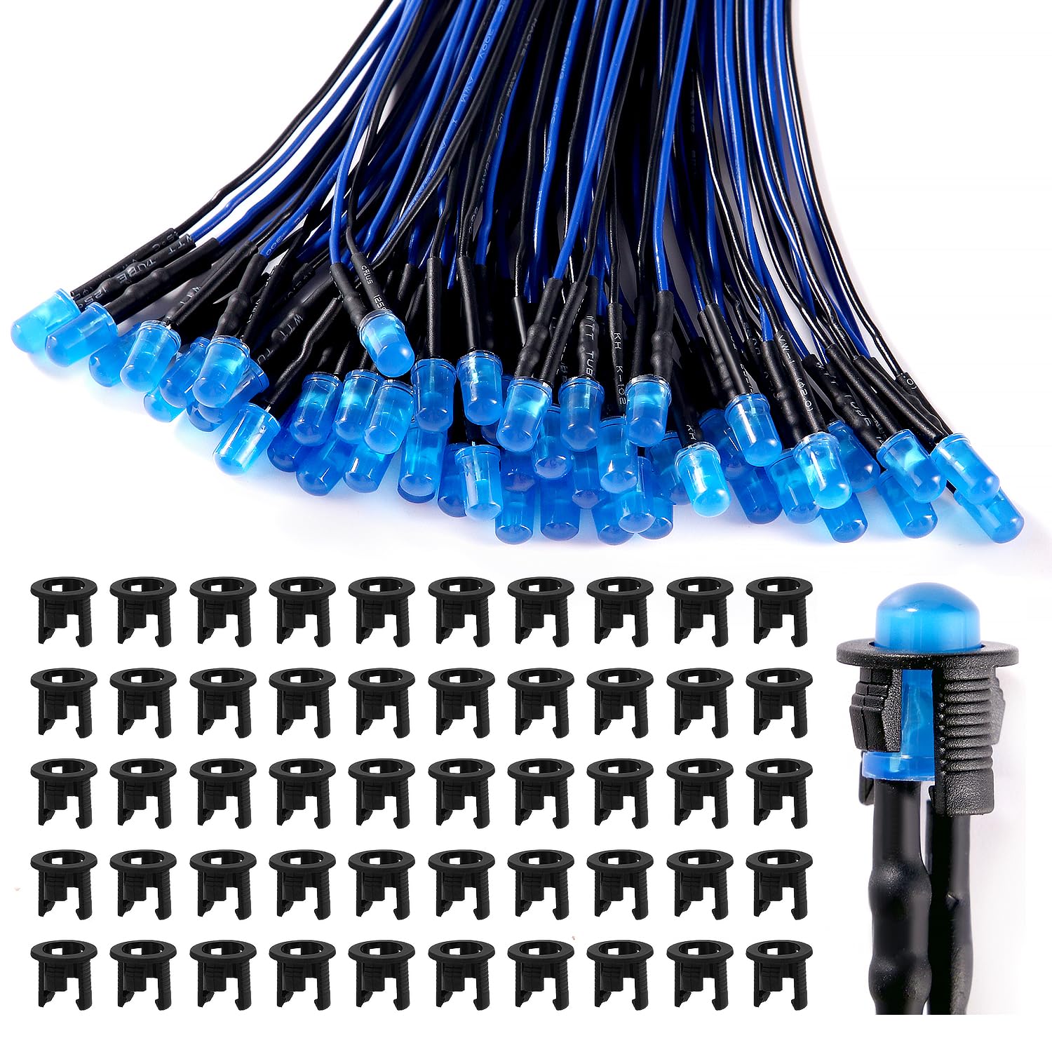 100 LED 5mm Precablati 12V - Kit Con 5 Colori E Supporti Per Modellismo E Fai Da Te - Foto 2