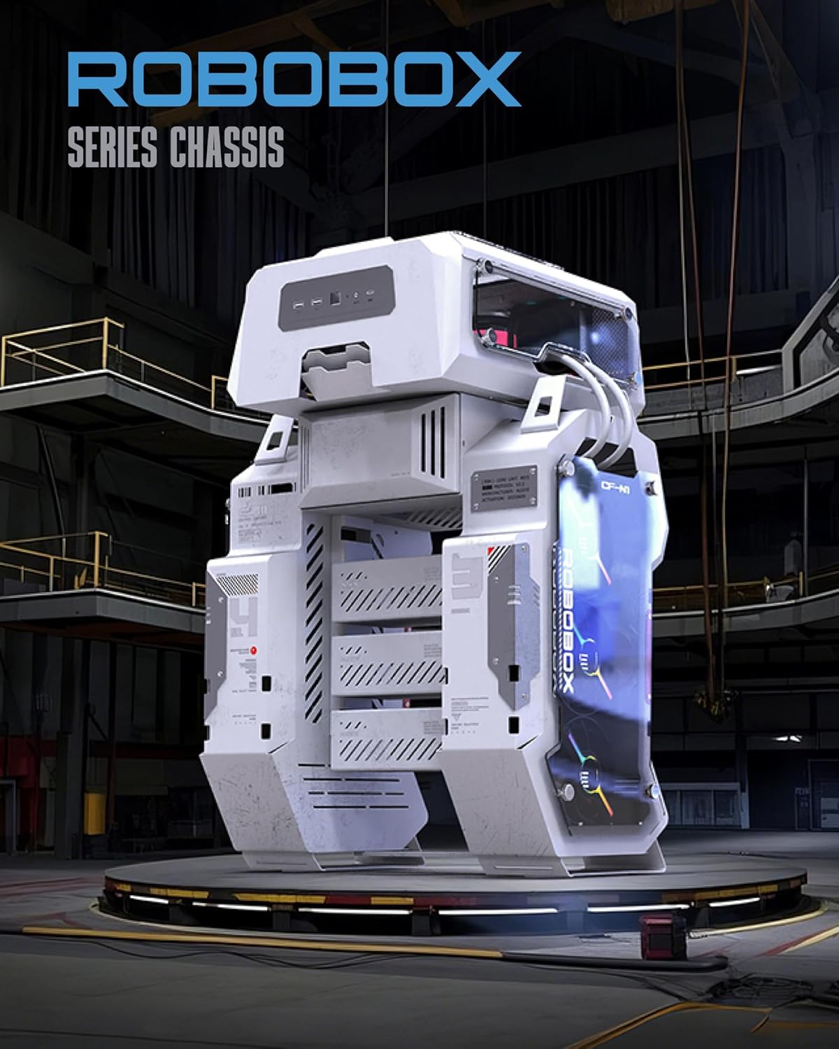 ALSEYE ROBOBOX Gaming PC Case - Dual 360mm Radiator Support, Acrylic Open Frame, Unique Space Theme, Micro ATX/ITX Mid Tower Computer Case