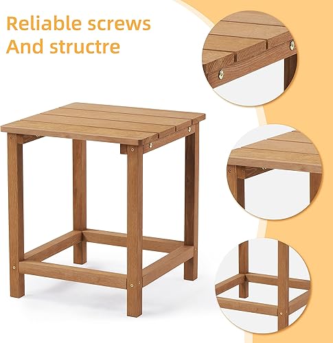 Miniatura 4 de Mederla Mesa auxiliar de madera para exteriores, mesa auxiliar de jardín para patio, mesa de centro para interiores o exteriores