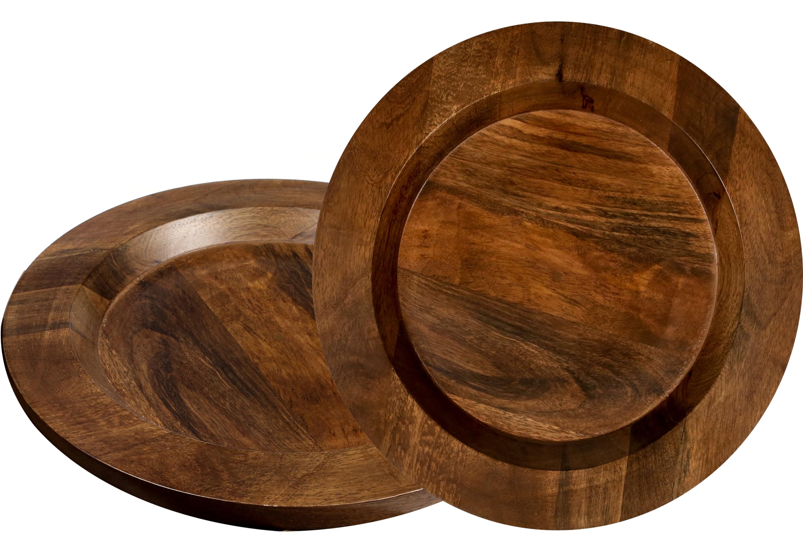 Alpha Living Home Farmhouse Wood Charger Plate,Wood Charger Plate Sets,Wood Chargers for Dinner Plates,Wood Placemats,Chargers for Dinner Plates,13 inch Wood Charger Plate - Pack of 2 - Walnut