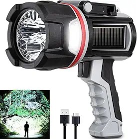 Lanterna holofote recarregável, super brilhante, 3 LEDs, 3000000 lúmens, holofote portátil de longa duração para caça, passeios de barco, acampamento