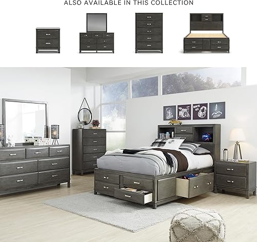 Miniatura 5 de Signature Design by Ashley Caitbrook - Mesita de noche contemporánea de 2 cajones con construcción de cola de milano, 26 pulgadas de alto, gris