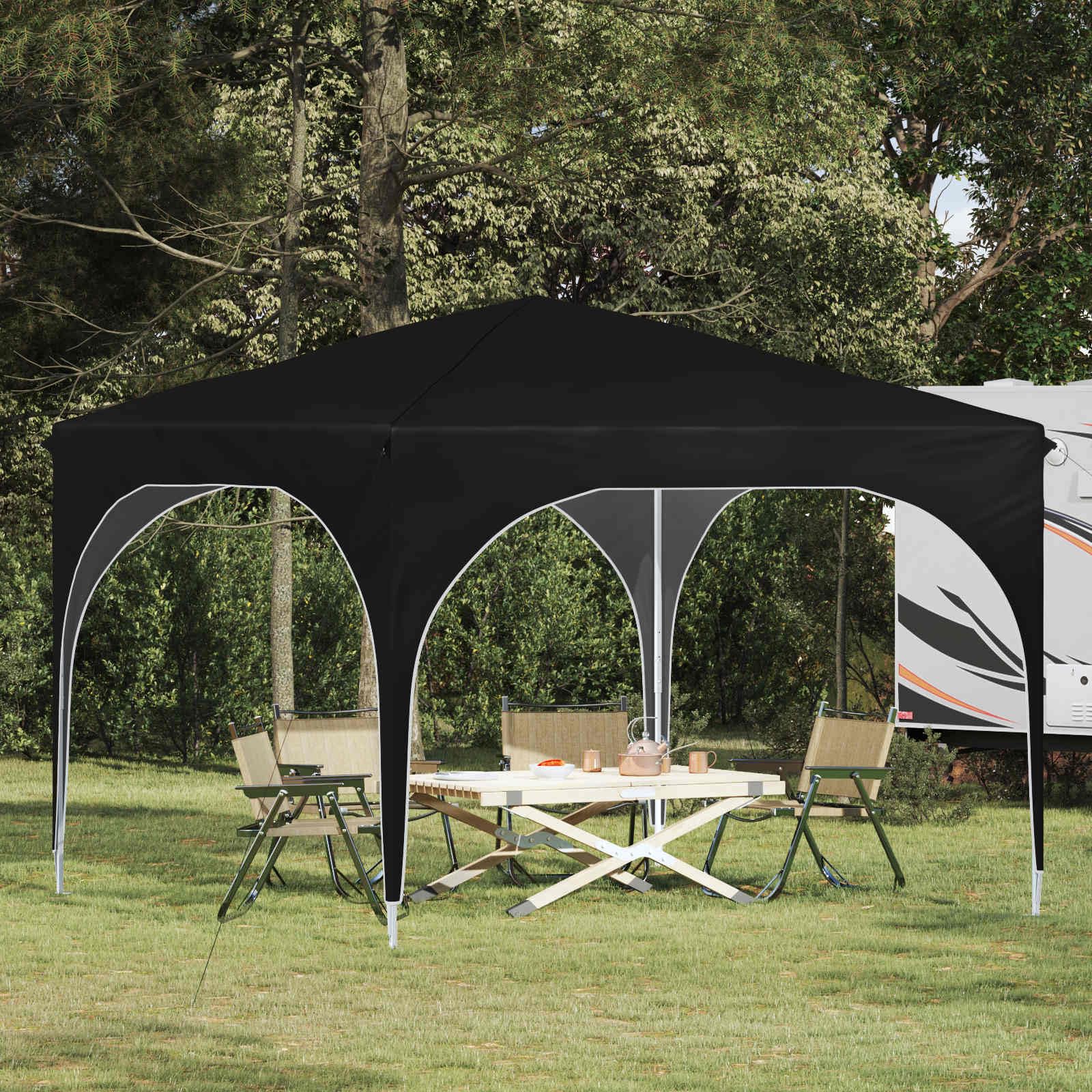 Namiot imprezowy Pop-up 290 x 290 x 245 cm, czarny, z tkaniną Oxford 210D, ochrona przed promieniowaniem UV, wodoszczelny, składany, stabilny stalowy stelaż, z regulacją wysokości, łącznie