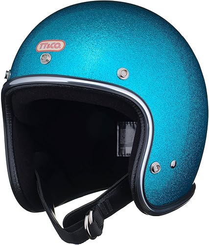 TT&CO - Casco de motocicleta retro TT05JG 34 de cara abierta, Super Magnum GINGIRA 70's DOT aprobado para Moto