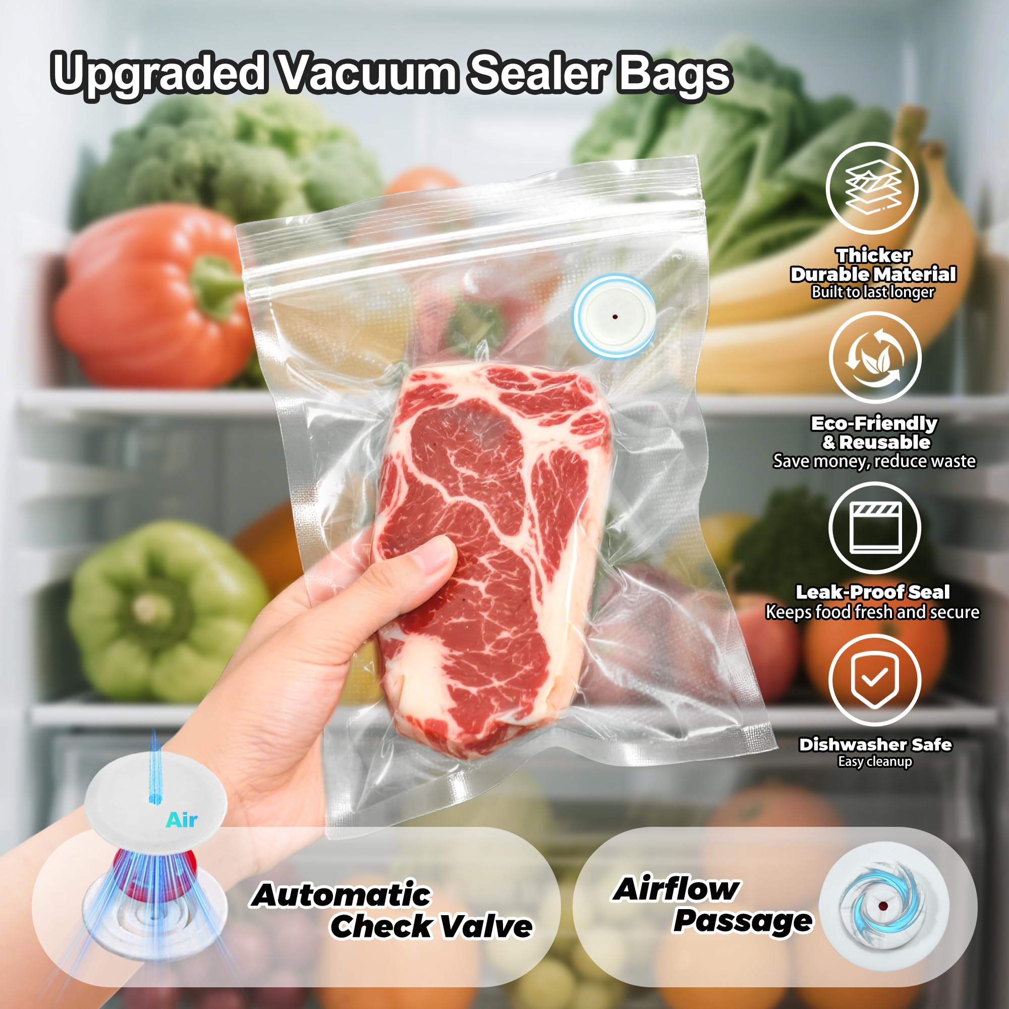 Máquina selladora al vacío de ahorro de alimentos, sellador al vacío compacto de mano para alimentos, sellador al vacío de alimentos, sellador de bolsas, con 30 bolsas selladoras al vacío
