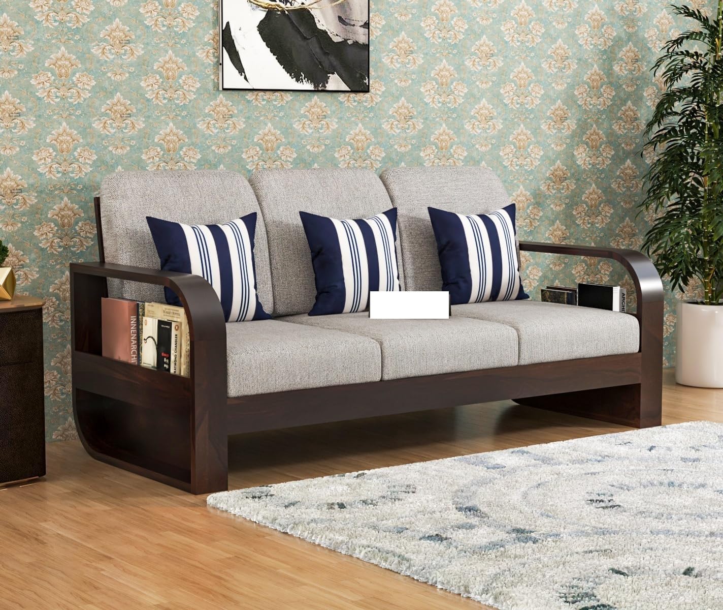 Chetan Interiors Solid Sheesham Wood 3 Seater Sofa Set for Living Room ...