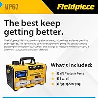 Vista 5 de Bomba de vacío Fieldpiece VP67 – 6 CFM, motor DC de 1/2 HP, sistema de cambio de aceite RunQuick – portátil - herramienta profesional HVAC