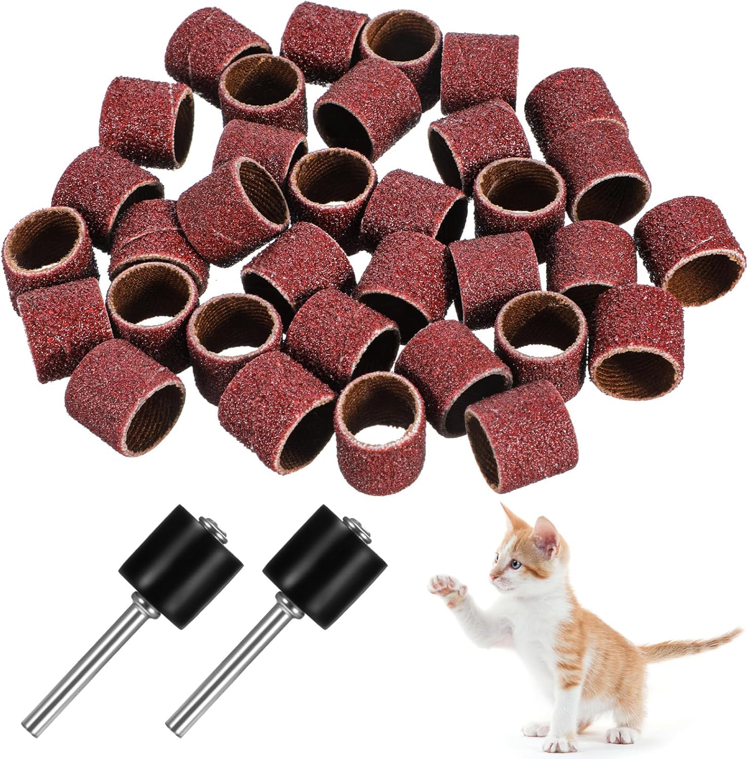 42 Pcs Pet Nail Grinder Replacement Kit with Grit Nail Smoother Sanding Drum Set Claw Grooming Supplies for